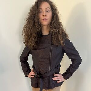 Guess Women's Dark Brown Leather Jacket